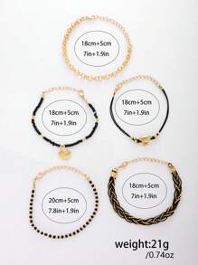 LIANDU LIANDU 女士手表 1 件休闲时尚全钻表盘石英表和 5 件波西米亚风手链套装女士手表适合女性派对、节日、生日佩戴或作为姐妹，是送给女士的最佳礼物（无盒） - 黑色 - 查看 6