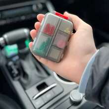 1pc Portable Weekly Pill Box, Compact Pocket Medicine Case, Wallet Pill Organizer, Vitamin & Fish Oil Compartment Pill Box - Grey - View 4