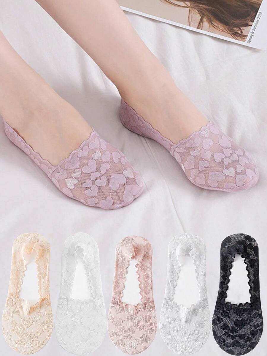 1/5 Đôi Sản phẩm mới Tất nữ Tất trái tim Tất thuyền chống trượt bằng gel silica Giày thấp giúp đỡ Quà tặng Giáng sinh thấp - Không khuôn - Xem 1