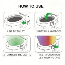 1 lampada da toilette a induzione multicolore, adatta per la decorazione del bagno, aggiunge colore al bagno, alimentata a batteria (batteria non inclusa)