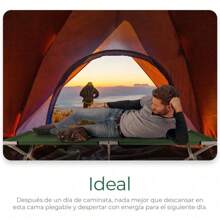 Raganet, Catre Plegable para Exteriores, Cama Portatil de 64 cm Ancho X 190 cm Largo X 42 cm Alto, Cama de Campismo con Estructura de Aluminio, Color Verde Militar - Negro - Ver 9