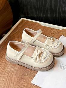 Girls' Spring New British-Style Student Shoes, Children Flat Shoes - Beige - View 1