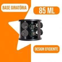 Rotating Spice And Condiment Holder With 6 Glass Jars - Black - View 4