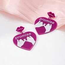 2pcs Acrylic Heart-Shaped Earrings - Exaggerated And Elegant Style, For Ladies' Parties Or Vacations