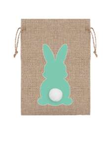 6/12 件复活节可爱兔子包装袋、可爱兔子毛绒储物袋、复活节粗麻布袋、4*6 英寸复活节兔子抽绳礼品袋糖果袋、工艺帆布礼品袋、复活节派对生日用品、复活节抽绳抽绳礼品袋 - 彩色 - 查看 5