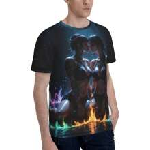 Flame Beauty Graphic T-Shirt For Men Novelty Sexy Girls 3D Printed Short Sleeve Shirt Fashion Tee Tops
