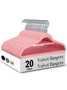 Juego de 5 piezas/10 piezas/20 piezas de perchas de terciopelo, perchas de ropa ahorradores de espacio con barra para corbatas, perchas de fieltro antideslizantes con muescas para los hombros, perchas resistentes para trajes, camisas, pantalones, vestidos - Multicolor - Ver 2