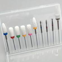 30pcs Nail Drill Bits, 3/32" Ceramic Drill Bits For Acrylic, Diamond Cuticle Efile Carbide Removal Drill Bits, Home Salon Acrylic Gel Nail Care Pedicure Tool (Comes With 3 Boxes)