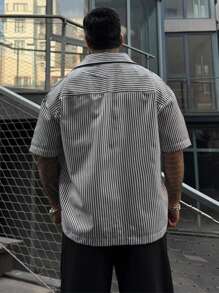 男士条纹短袖 Polo 衫，时尚有领工装衬衫