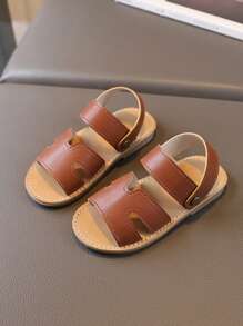 1 双女童凉鞋，儿童软底舒适鞋，适合男孩和女孩 - 棕色 - 查看 11