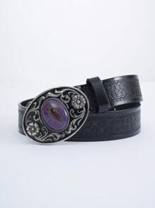 Glow-In-The-Dark Scorpion Buckle Belt With Vintage Western Cowboy Style - Mauve Purple - View 1