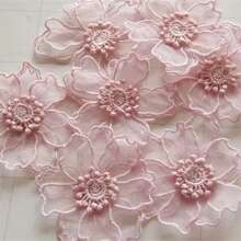 5pcs Organza Flower Patch, 3D Double Layer Flower Applique For Wedding Dress Decoration - Multicolor - View 4