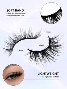 7 Pairs 15mm Cat Eye Half-Strip False Eyelashes, 3/4 Length Natural Look Lashes, Eyelash Extensions - Black - View 9