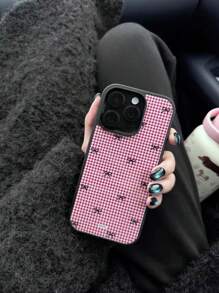 INS Style Plaid Bowknot Black Trim Phone Case, Compatible With IPhone 16 15 14 13 12 11 Pro Max 16 15 14 Plus 13 12 11 X XR XS Max, Compatible With IPhone Birthday Gifts, Gifts Compatible With IPhone Women Waterproof Shockproof Anti-Fall Scratch Resistant - Multicolor - View 5