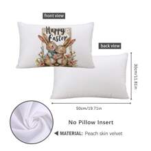 1pc 11.81*19.71in(30*50cm)/15.75*23.62in(40*60cm) Easter Egg & Rabbit Print Pillow Cover [Single-Sided Printing], Home Decor Cushion Cover For Bed, Sofa, Car, Suitable For Daily Use Or High-End Minimalist Decoration, Living Room, Bedroom - Multicolor - View 2