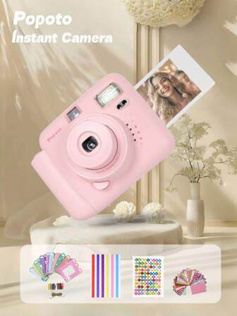 popoto Popoto Instant Camera Gift Bundle Take Color Photo In A Minute For Mini11/12 Films, Great For Birthday Gifts For Girlfriends And Boyfriends, Holiday Gifts, Parties, Outdoor Events, Weddings (Excluding Battery And Film)