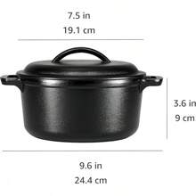 Basics - Horno holandés de hierro fundido presazonado con doble asa, 2 cuartos - Ser - Ver 10