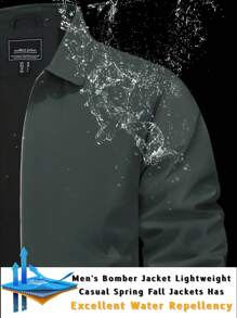KEFITEVD Men's Lightweight Water Resistant Windbreaker Full Zip Up Laydown Collar Jackets Light Casual Coat With Zip Pockets - 軍綠色 - 查看 3