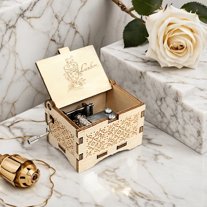 1 Pc, Custom Melody Music Box, You Are My Sunshine, Personalized Music Box, Custom Metal Melody Mechanism, Classical Carved Music Box, Music Theme Box, Gifts For Friends, Valentine's Day Gifts For Close Friends