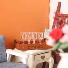 10 piezas Vasos de vino rojo mini realistas, copas de vino en miniatura, vasos de vino decorativos para casa de muñecas - Multicolor - Ver 4