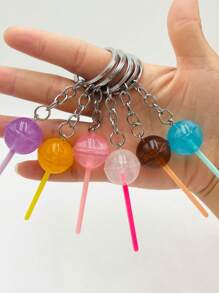 1pc/4pcs Transparent Resin Candy Keychains, Glow-In-The-Dark Lollipop Design, Cute Girl Style, Fashionable Creative Small Gift - Multicolor - View 3