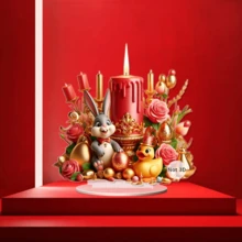 2D Boho Style Easter Candle Decor With Egg Pattern