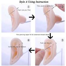 Piercing Taper Insertion Pins 14G 16G Taper Piercing Kits For Ear/Nose/Navel/Nipple/Lip/Eyebrow/Tongue/Tragus Helix Stretcher Body Piercing Stretching Kit Assistant Tools - Steel - View 6