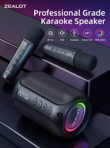 ZEALOT S62M 15W 便携式无线麦克风音箱，强劲低音 3D 环绕立体声，3600mAh 长续航电池，兼容智能手机/平板电脑/电视，支持 TF/USB/AUX/TWS 音频输入，双扬声器可使音量翻倍，适用于汽车、户外、露营、聚会等场合。 - 均碼 - 查看 2