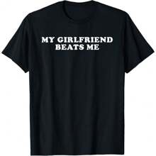My Girlfriend Me Funny T-Shirt Print Short Sleeve T-Shirt T Shirt Black T Shirt Printed Short Sleeve T-Shirt For Summer Graphic Tees Graffiti Shirt Round Neck Oversized T Shirt Sleeve Casual T-Shirt, Street Hip Hop Style T-Shirt 100% Heavy Cotton All-Season Wear Individuality Unisex Top Gifts For Girlfriend Boyfriend