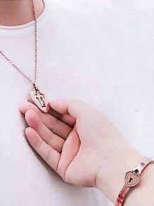 2pcs Projection 'I Love You' In 100 Languages Bracelet And Protection Shield Keychain Couple Jewelry Set, Titanium Steel Romantic Matching Gift For Birthday, Small Wrist, Emotional Memorial