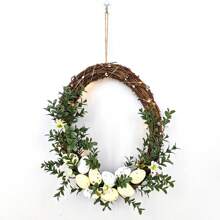 1 Peça Coroa de Páscoa, Coroa de Ovo de Vime Artificial, Decoração de Porta de Primavera para Casa