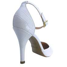 Mozione Women's Pumps High Heels With Buckle - White - View 8