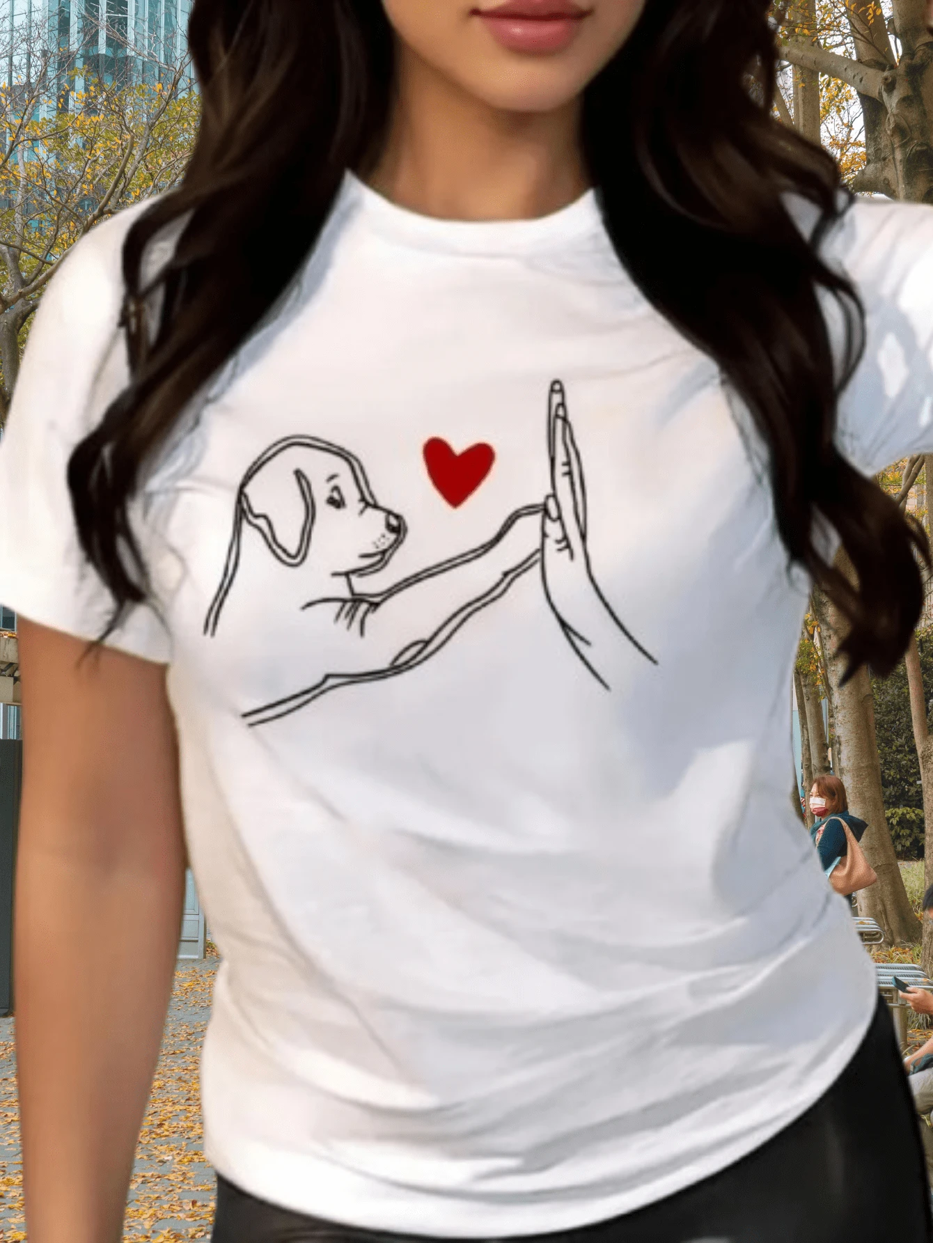 Women's White Baby Look T-Shirt "Puppy" - NEW Tumblr Style With Premium Cotton - White - View 1