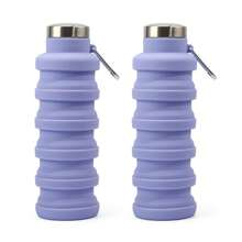 可折叠水瓶 17 盎司，无味硅胶，防漏可折叠可重复使用水瓶 - 非常适合旅行运动健身房徒步旅行露营骑自行车，便携式防漏运动水瓶带登山扣 - 彩色 - 查看 20