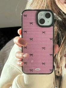 INS Style Plaid Bowknot Black Trim Phone Case, Compatible With IPhone 16 15 14 13 12 11 Pro Max 16 15 14 Plus 13 12 11 X XR XS Max, Compatible With IPhone Birthday Gifts, Gifts Compatible With IPhone Women Waterproof Shockproof Anti-Fall Scratch Resistant - Multicolor - View 8