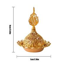 1个/5个装 开斋节迷你皇冠复古镂空铜香炉架，金色阿拉伯香炉，家居装饰檀香香炉 - 金色 - 查看 5