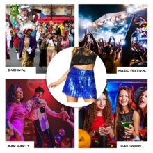 Minifalda With Lentejuelas, Azul Rey, Talla Adulta M, Cinturilla Elástica, Discoteca, Disfraz, Carnaval, Fiesta Temática