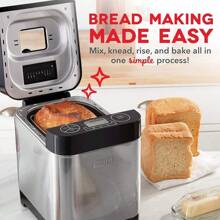 The Everyday Stainless Steel Bread Maker, Up To 1.5lb Loaf, Programmable, 12 Settings + Gluten & Automatic Filling Dispenser - White - 黑色 - 查看 2