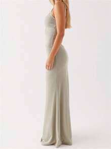 Women Y2k Maxi Dresses Hollow Asymmetric Spaghtti Strap Dress Beach Vacation Dress Spring Summer Elegant Dresses Sleeveless V-Neck Backless Hollow Swing Dress Summer Cocktail Long Dresses Dating Party Shopping Street Photography Club Wear - xanh xám - Xem 3