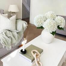 Blue Flowers Hydrangea Artificial Flowers, 4Pcs 22" Large Lifelike Silk Artificial Hydrangeas, Full Fake Flowers For Bouquet Table Centerpieces Outdoor Wedding Indoor Home - White - View 2