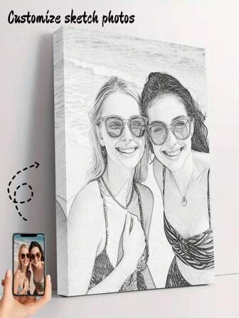 Anpassningsbar canvastavla, personlig poster, anpassa ditt foto av ditt sminkfria ansikte, dela dina mest värdefulla minnen och underbara ögonblick, perfekt present till familj och vänner, väggdekorationspresent, födelsedags- och examenspresent