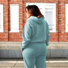 CONJUNTO CURVY SPORT FASHION TALLAS EXTRAS  2 Piezas Sudadera Con Capucha Y Pantalon Corte Recto