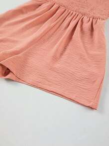 Acelitt Mono corto de tirantes casual y sencillo para mujer con cuello cuadrado, unicolor y empalmado con trenzado en el pecho