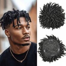 Funkige lockige Zopf Perücke, kurze synthetische Halbperücke mit einfach aufklippbaren Zöpfen, hitzebeständig, ideal für dünnes Haar & Feierlichkeiten, Perücken Accessoires Dreadlocks Haarverlängerungen Musikfestival Toupet Afro Haar für Frauen und Männer Topper Hairpieces