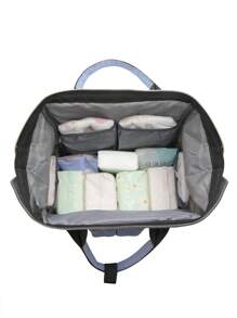 Large Capacity Maternity Bag, Fashionable Diaper Bag For Mom, Oxford Cloth Backpack With Insulated Bottle Holder