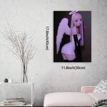 Pink Angel Canvas Painting, Personality Creative Home Decoration Poster, Dormitory, Bar, Arcade, Room Living Room Wall Decoration Painting, Perfect Gift,Framed Canvas Painting - 裱框 - 查看 2