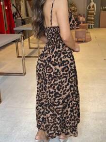 Women's Elegant Long Summer Party Dress With Buttons, Straps And Loose Cups - 盎司 - 查看 4