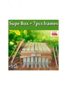 Auto Bee Hives Super Bee Box Beekeeping Hives + 7 Bee Hive Frames Bee Frames New - Màu gỗ - Xem 1
