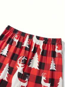 Merry Christmas Red Plaid Pajamas Sets For Women - Elk Print Long Sleeve Tops And Red Plaid Pants Sleepwear