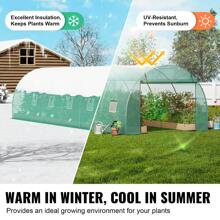 Walk-In Tunnel Greenhouse, 29.5x9.8x6.6 Ft Or 29.2x9.7x6.5 Ft Or 27.4x9.5x7.4 Ft Or 14.6x6.4x6.3 Ft Or 9.6x6.4x6.2 Ft Or 19.4x9.7x6.5 Ft Or 11.3x6.4x6.3 Ft Hoop House With Galvanized Steel Frame, PE Cover, Zipper Door, 12 Windows For Outdoor Use - 29.2x9.7x6.5 ft, Green PE Cover, Roll-up Zipper Door and 12 Windows - 查看 4